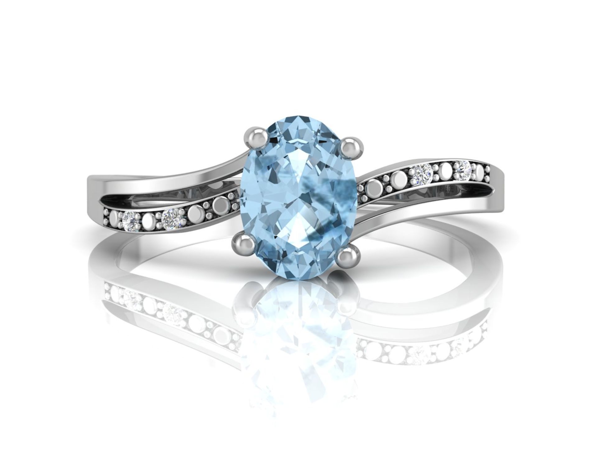 9ct White Gold Diamond And Blue Topaz Ring 0.02 Carats - Valued by GIE £1,070.00 - An oval shaped - Image 4 of 5