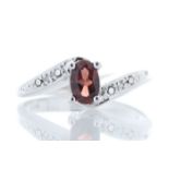 9ct White Gold Diamond And Garnet Ring 0.01 Carats - Valued by GIE £1,295.00 - A beautiful oval