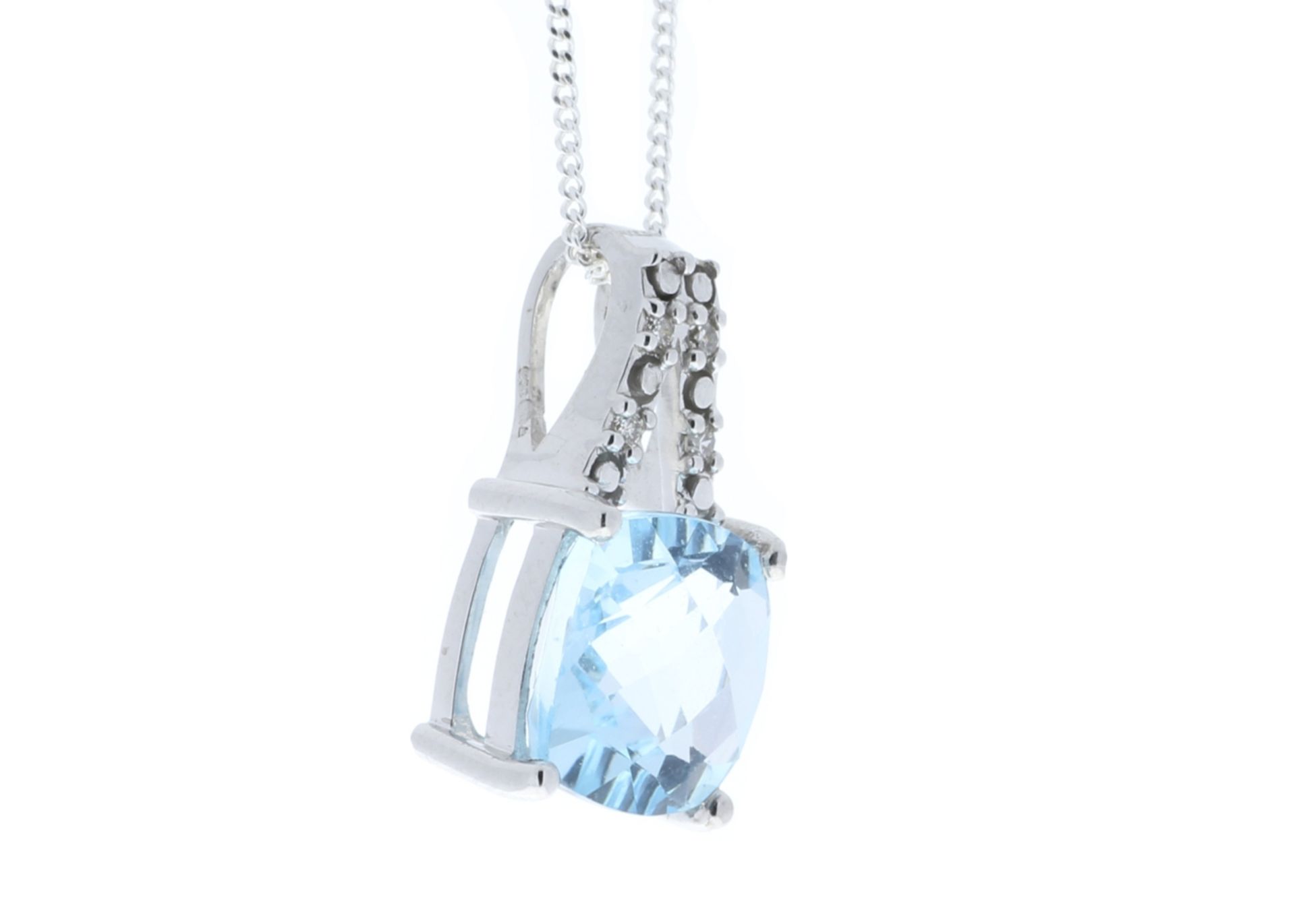 9ct White Gold Diamond And Blue Topaz Pendant 0.05 Carats - Valued by GIE £1,470.00 - A stunning 3. - Image 2 of 6