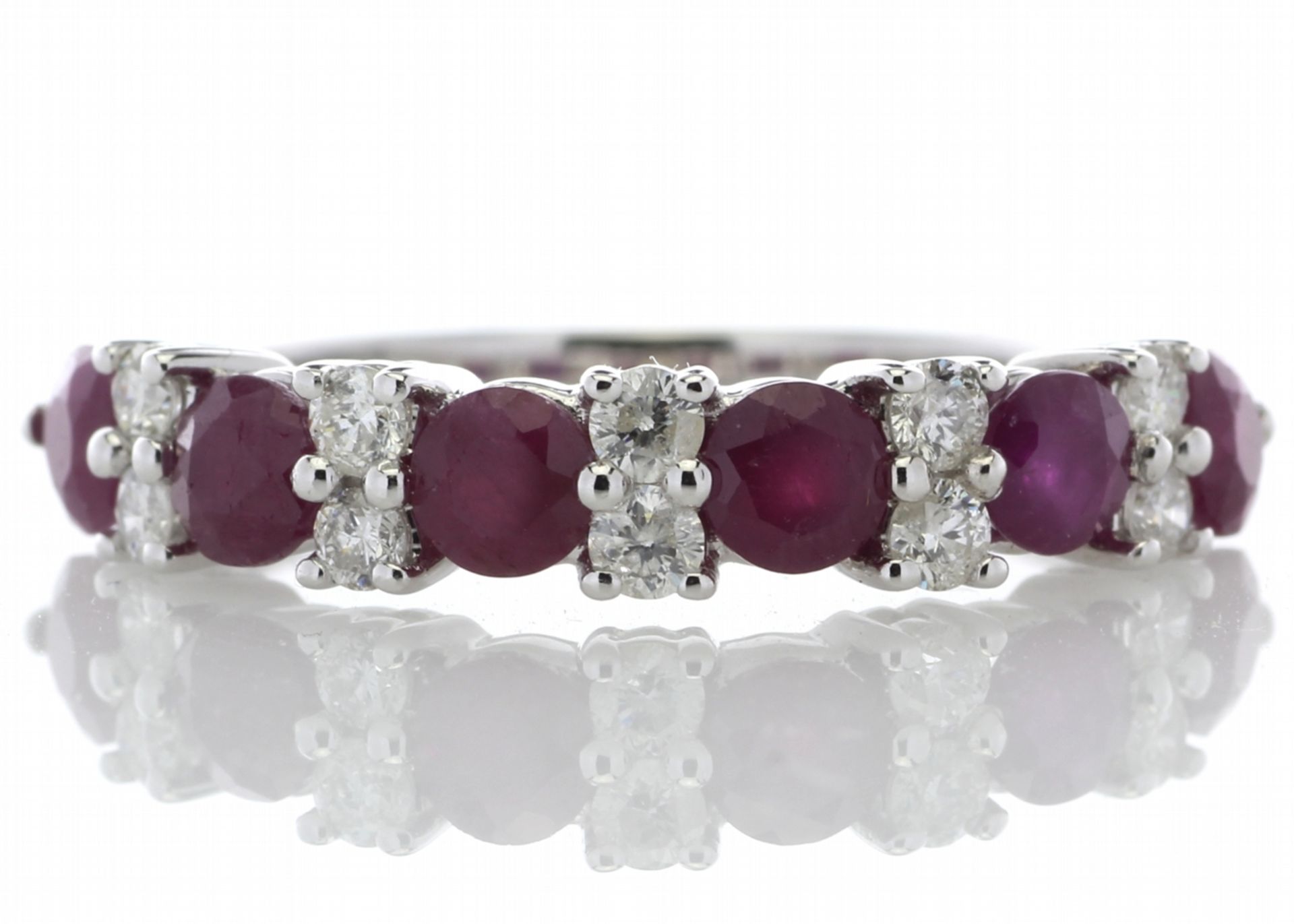 14ct Gold Semi Eternity Ruby And Diamond Ring 0.33 Carats - Valued by GIE £3,470.00 - Six stunning