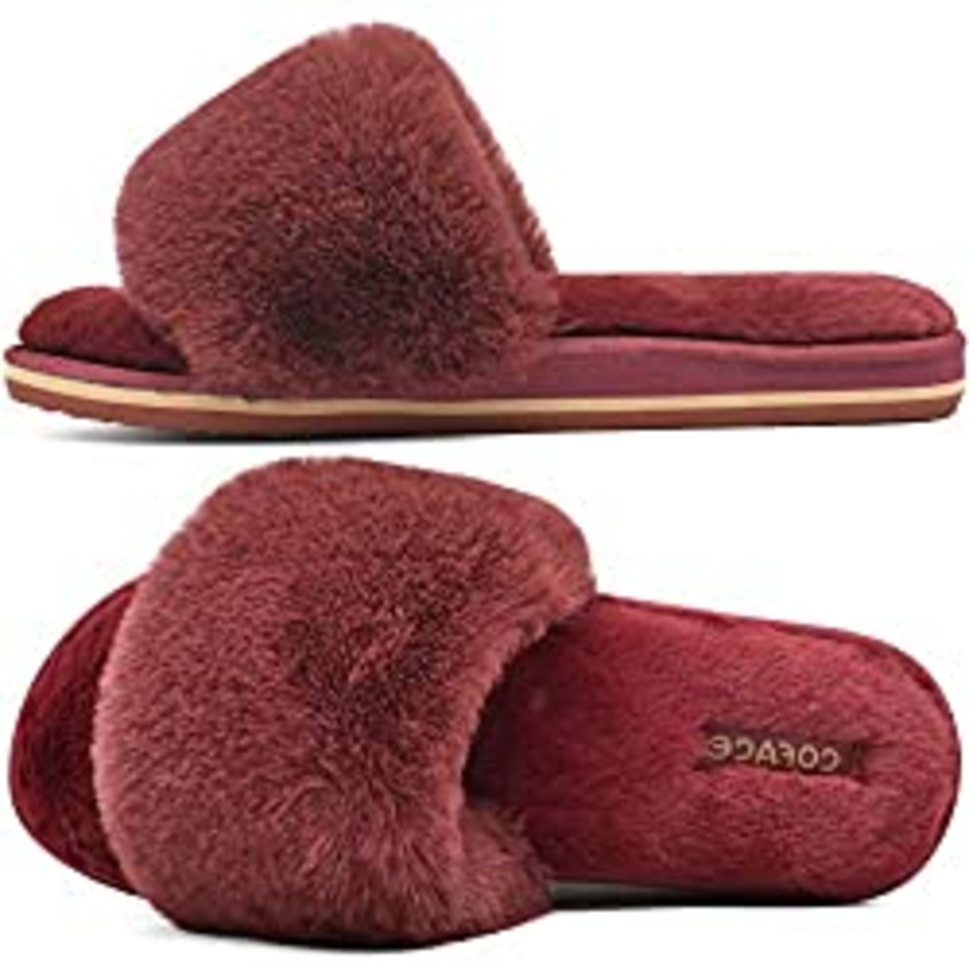 RRP £18.54 COFACE Womens-Fluffy-House-Slippers-Fur-Sliders-for-Ladies