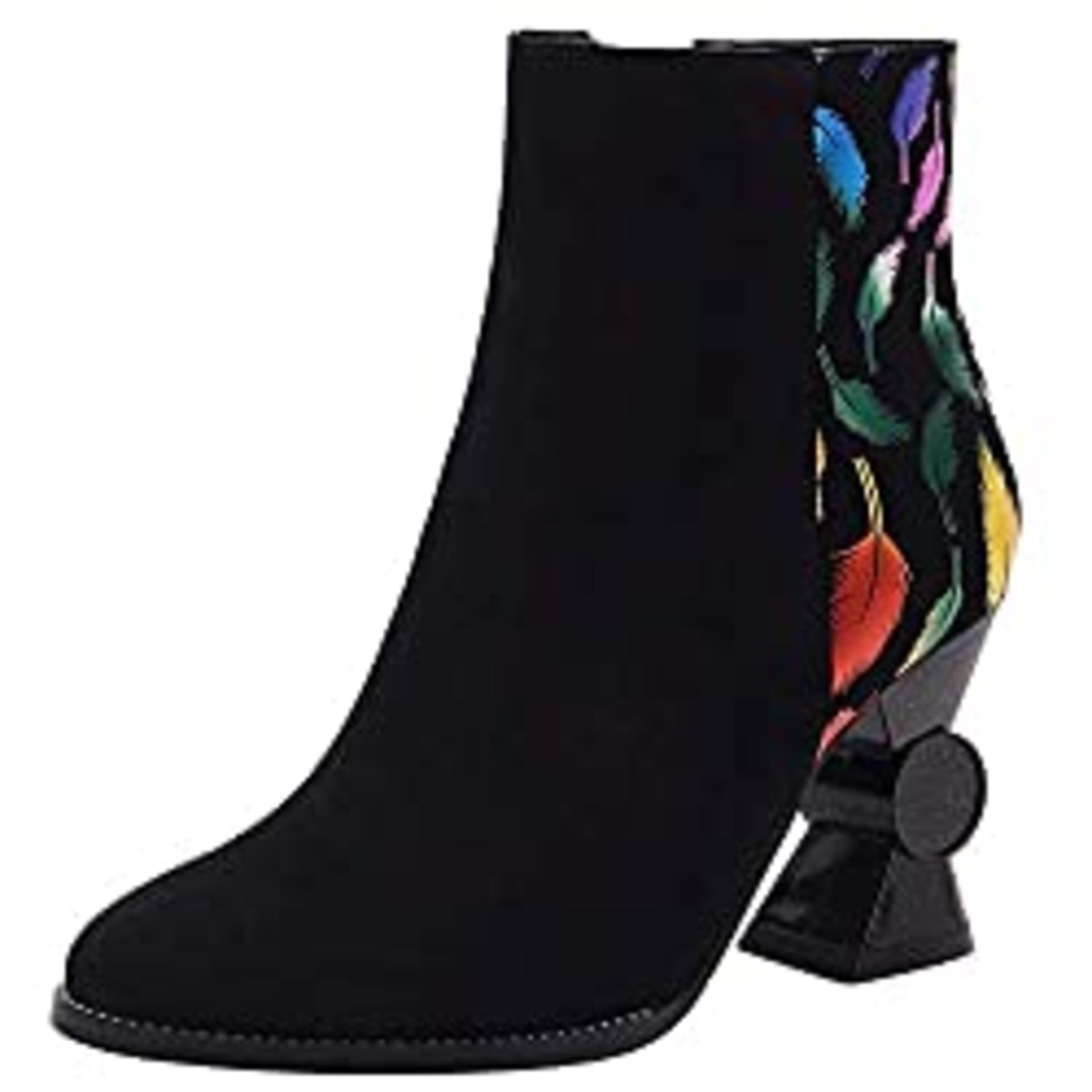 RRP £43.00 GUIHUA Women's Feather Printed Pattern High Heel Dress Boots (3 UK, Feather)