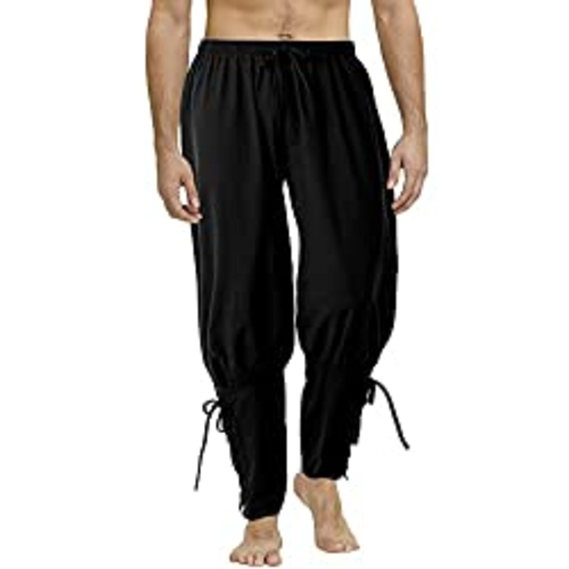 RRP £25.96 COSDREAMER Men's Medieval Pants Viking Pirate Costume Trousers Black