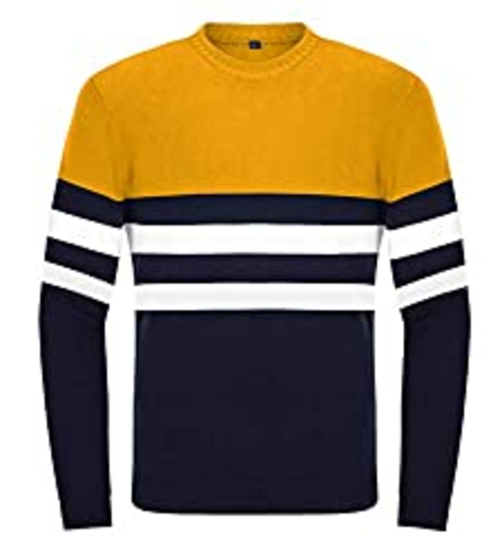 RRP £28.98 MAGCOMSEN Men's Sweater Jumper Longsleeve Striped Cotton