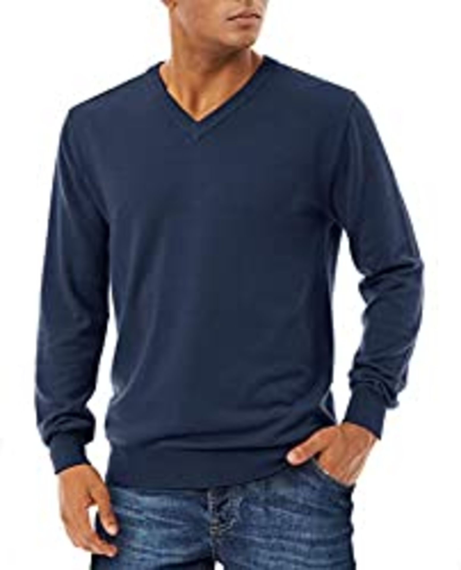 RRP £25.98 MAGCOMSEN Mens V Neck Jumper Lightweight Sweatshirts