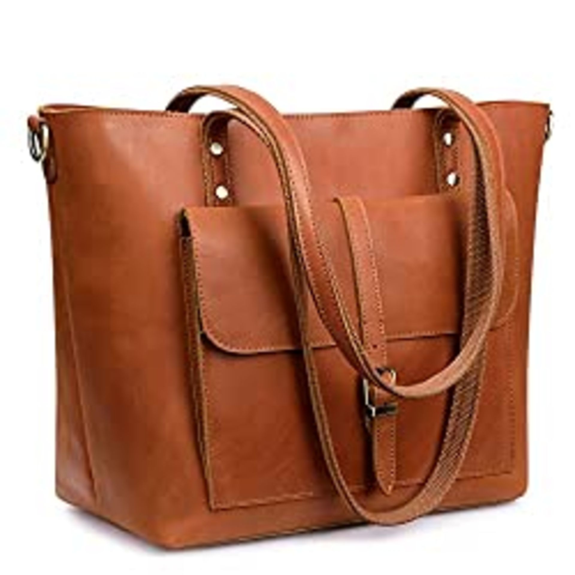 RRP £85.98 S-ZONE Women Vintage Genuine Leather Tote Bag Large