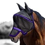 RRP £24.98 Harrison Howard Maskology Supreme Horse Fly Mask Black Purple (Full Size)