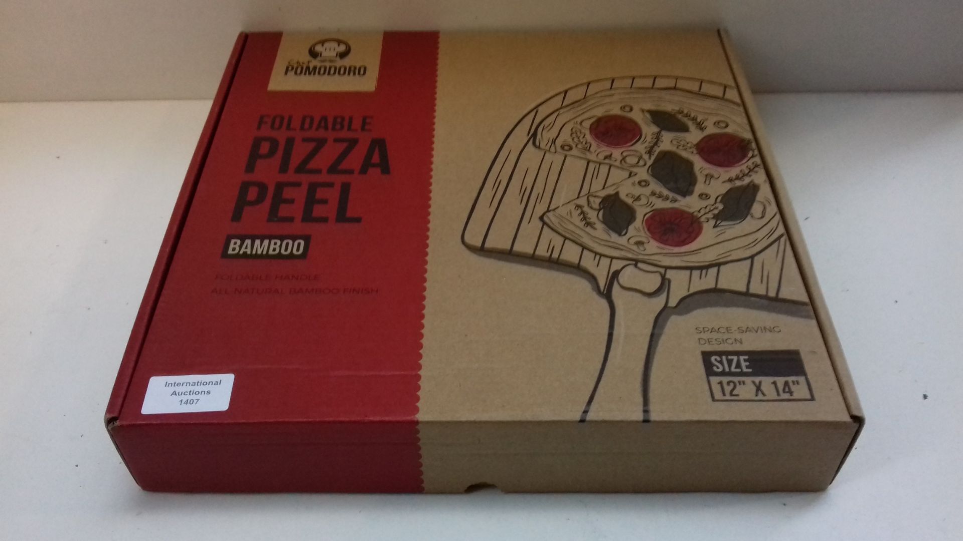RRP £19.99 Chef Pomodoro Bamboo Pizza Peel with Foldable Wood Handle for Easy Storage - Image 2 of 2