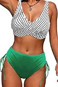 RRP £19.58 Yutdeng 2 Pieces Bikini Push Up Criss Cross Drawstring