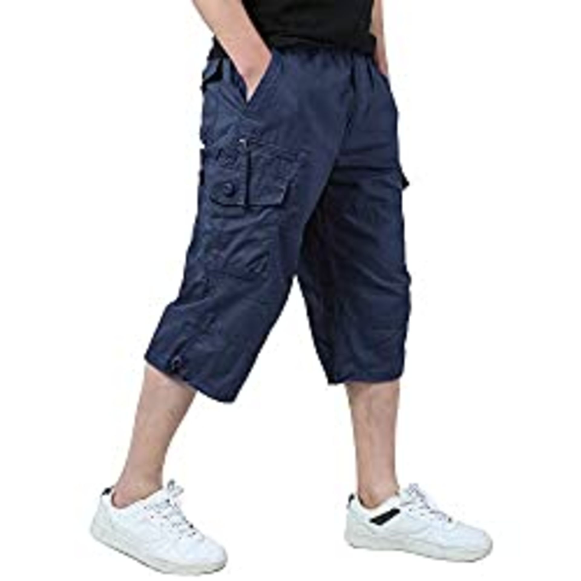 RRP £24.98 KEFITEVD Men's Casual Cargo Shorts Elastic Waist Work