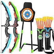 RRP £39.98 TMEI 2 Pack Bow and Arrow for Kids -Light Up Archery Toy Set -Includes 2 Bows