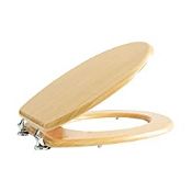 RRP £29.99 Fanmitrk Wooden Toilet Seat-MDF Toilet Seats with Hard Brass Hinges