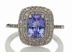 14ct Gold Oval Tanzanite And Diamond Cluster Ring 0.33 Carats - Valued by GIE £3,620.00 - A stunning