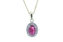 9ct Yellow Gold Diamond And Ruby Pendant 0.11 Carats - Valued by GIE £2,095.00 - 9ct Yellow Gold