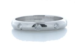 18ct White Gold Rub Over Set Wedding Band Ring 0.25 Carats - Valued by GIE - Five natural round