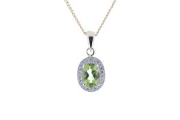 9ct Yellow Gold Diamond And Peridot Pendant 0.11 Carats - Valued by AGI £800.00 - 9ct Yellow Gold