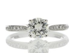 18ct White Gold Single Stone Diamond Ring With Stone Set Shoulders (1.02) 1.15 Carats - Valued by