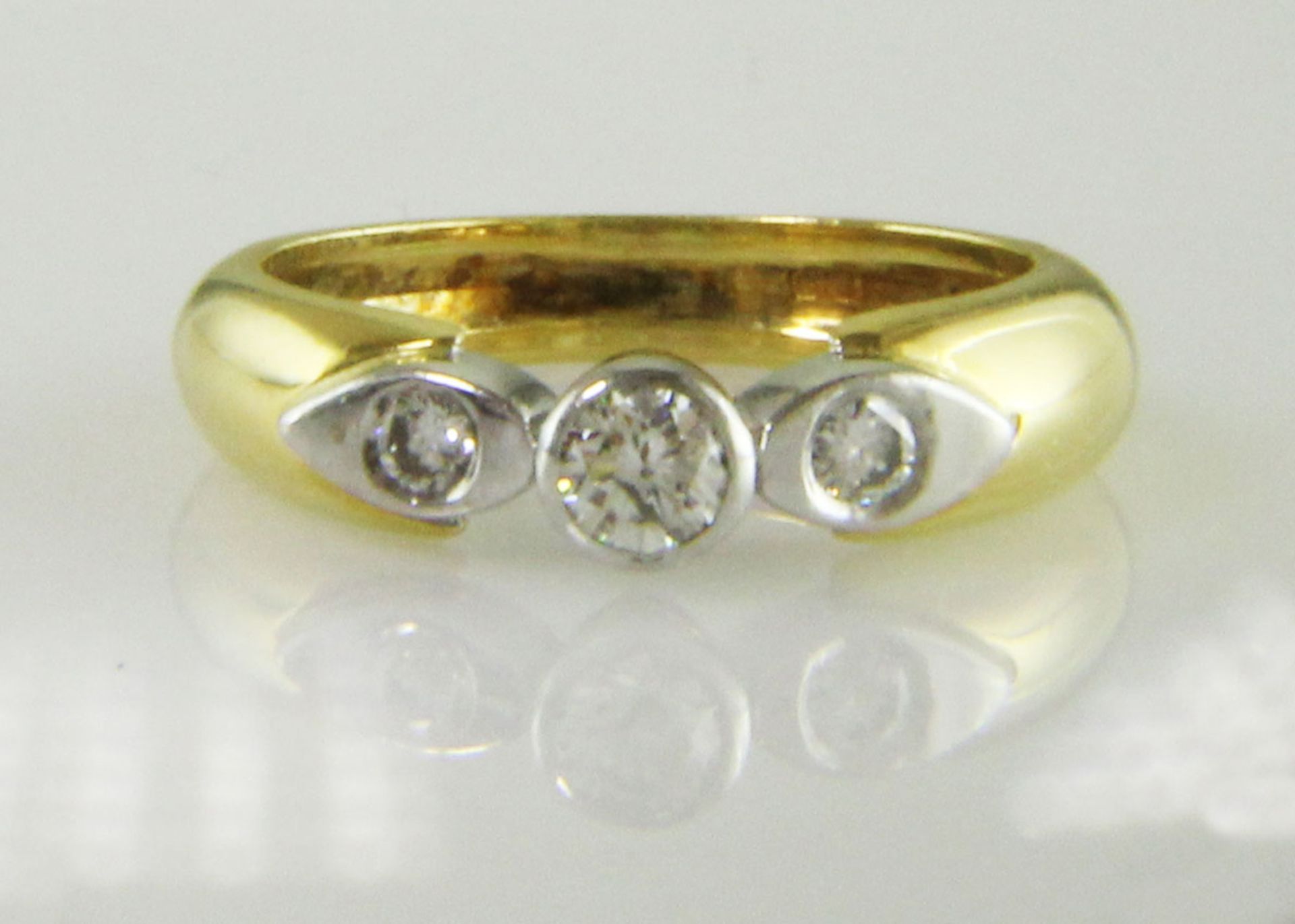18ct Three Stone Rub Over Stone Set Shoulder Diamond Ring 0.41 Carats - Valued by GIE £10,995.00 - A - Image 6 of 8