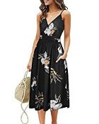 RRP £24.98 OUGES Women's Summer Spaghetti Strap V-Neck Floral