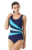 RRP £22.99 LULUWINGX Women One Piece Swimwear Three Contrast Front