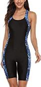 RRP £28.99 CharmLeaks Women's One Pieces Boyleg Sports Swimming Costumes Swimwear Black