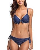 RRP £23.99 CharmLeaks Womens Push Up Padded Bikini Two Piece Underwire