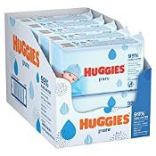 RRP £14.99 Huggies Pure Baby Wipes - Pack of 10 (10 x 72 Packs, Total 720 Wipes)