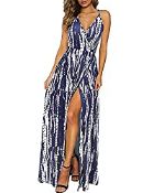 RRP £24.98 OUGES Women's Summer Maxi Dress Print Floral V-Neck