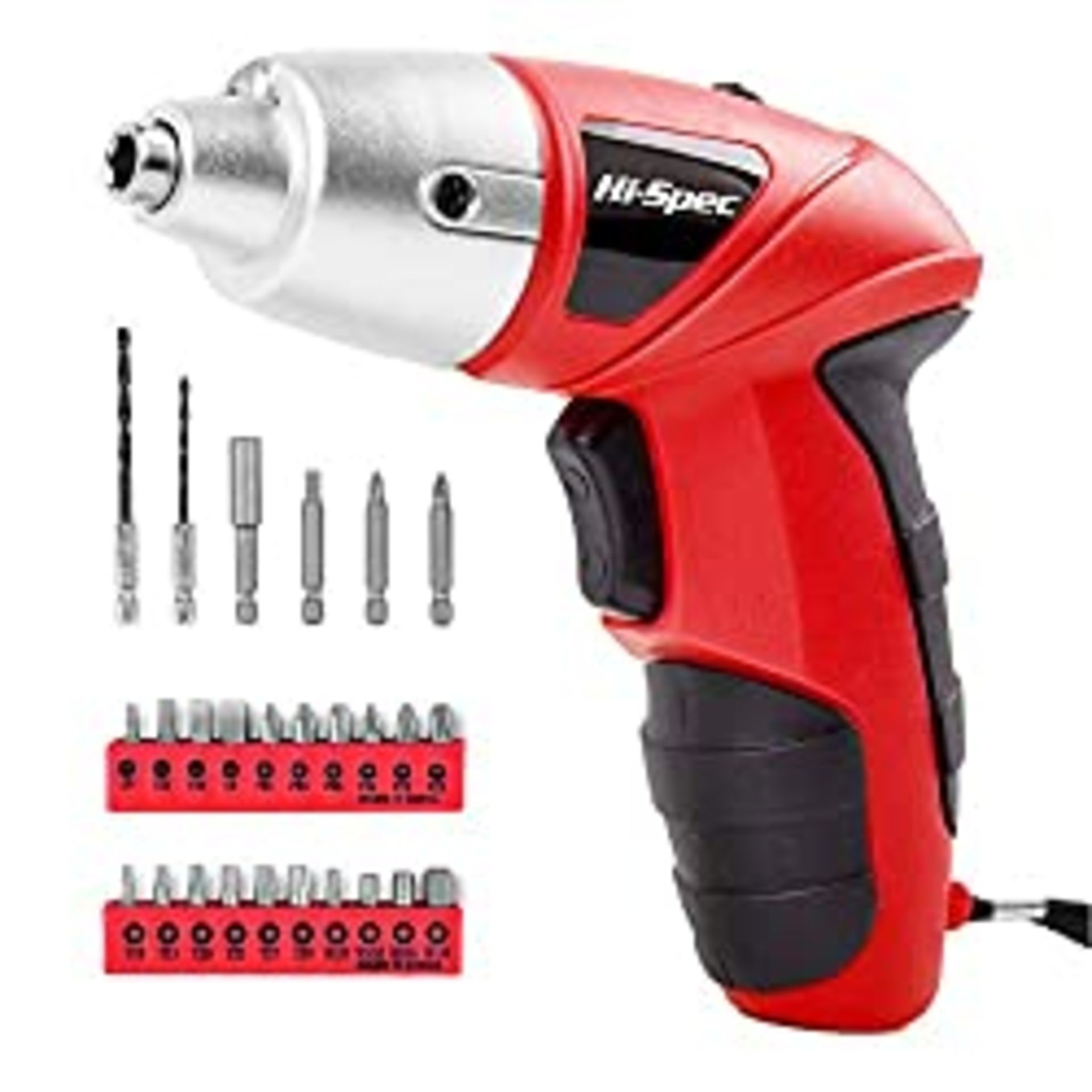 RRP £18.98 Hi-Spec 27 Piece Red 4.8V Electric Cordless Power Screwdriver