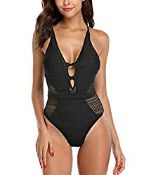 RRP £26.99 CharmLeaks Women's One Piece Swimming Costume Plunge