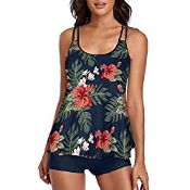 RRP £22.99 HANERDUN Women 2PCS Flowy Tankini Bathing Suits Tummy