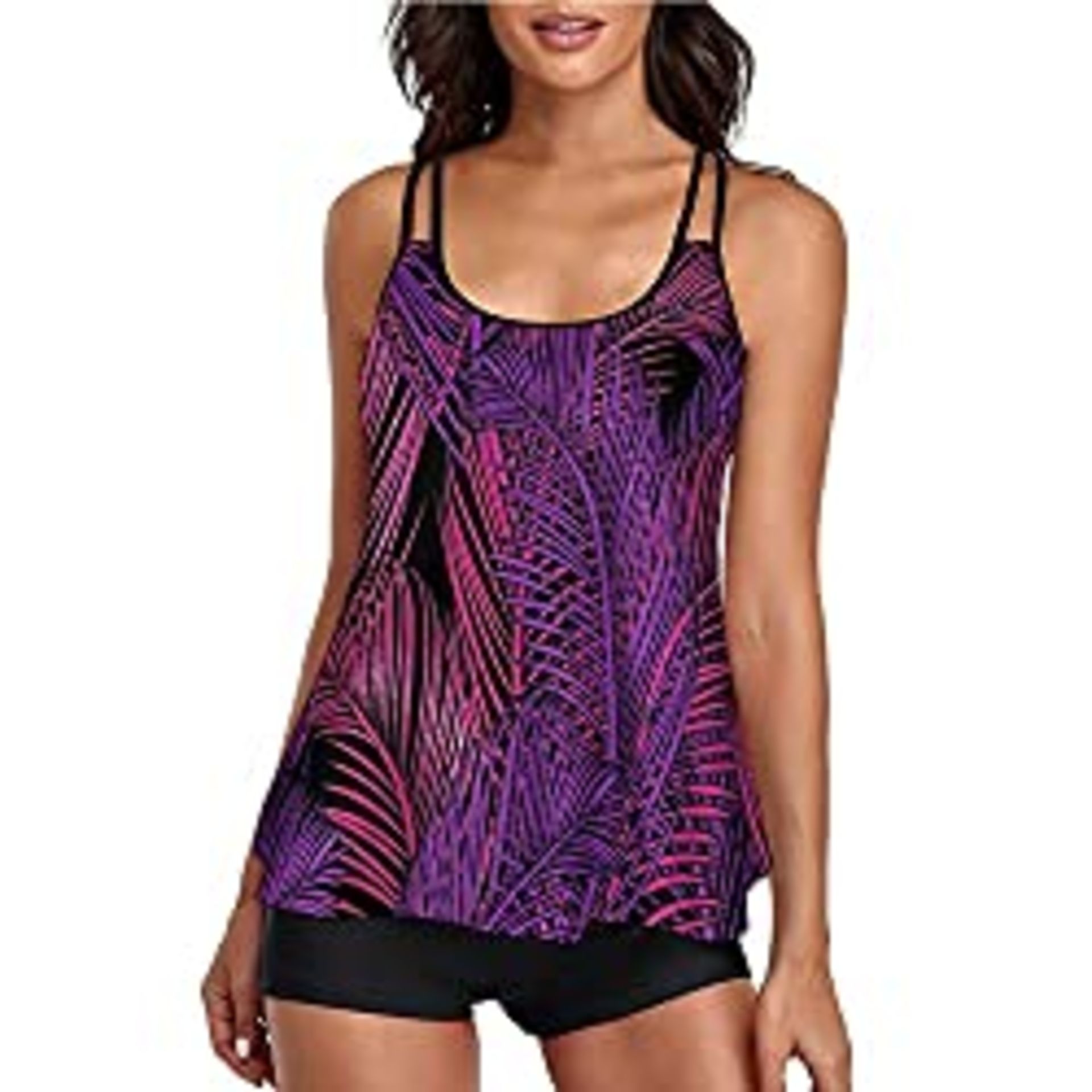 RRP £22.99 HANERDUN Women 2PCS Flowy Tankini Bathing Suits Tummy