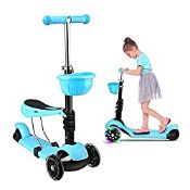 RRP £40.49 STOTOY Toddler Scooter Deluxe 3 Wheel 3-in-1 Micro Scooter with Removable Seat