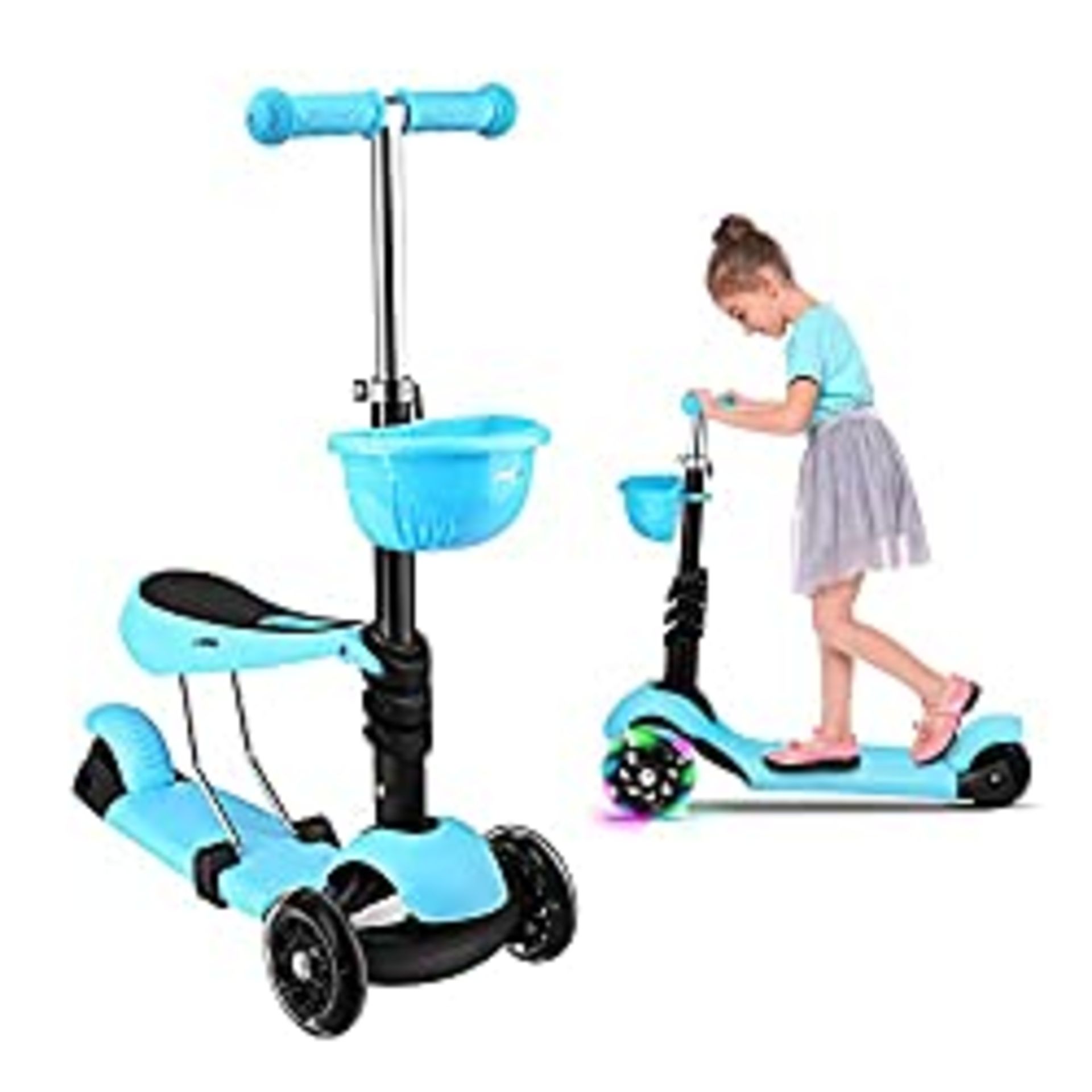 RRP £40.49 STOTOY Toddler Scooter Deluxe 3 Wheel 3-in-1 Micro Scooter with Removable Seat