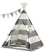 RRP £49.99 Haus Projekt Kids Teepee Tent Grey with Fairy Lights