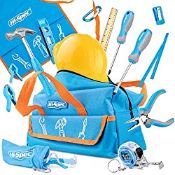 RRP £23.99 Hi-Spec 18 Piece Blue Kids Tool Kit Set & Child Size