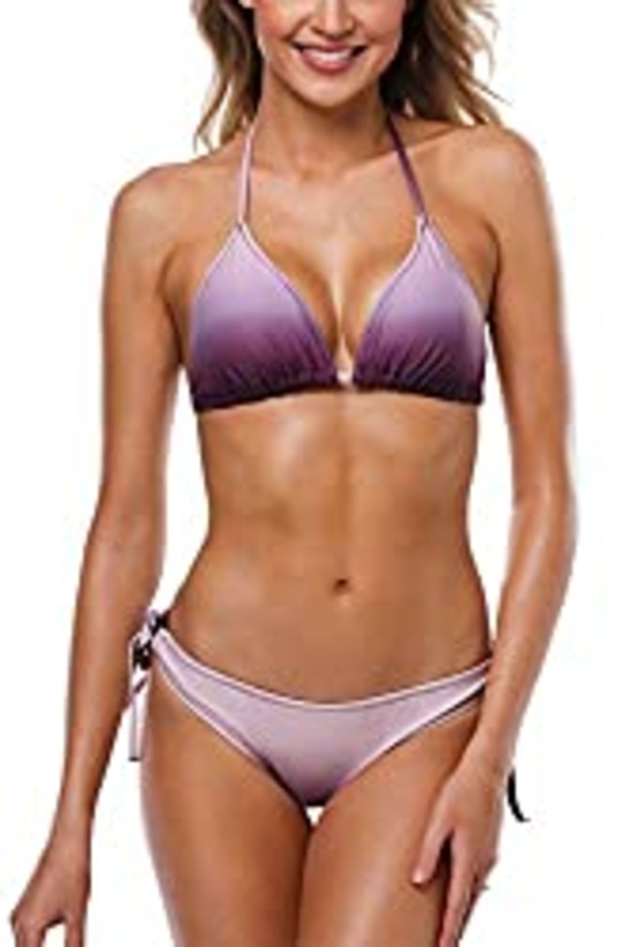 RRP £20.99 CharmLeaks Women Halter Bikini Swimwear Gradient Color