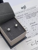 ***£4570.00*** 9CT WHITE GOLD LADIES DIAMOND SOLITAIRE EARRINGS, TOTAL DIAMOND WEIGHT- 1.04CT