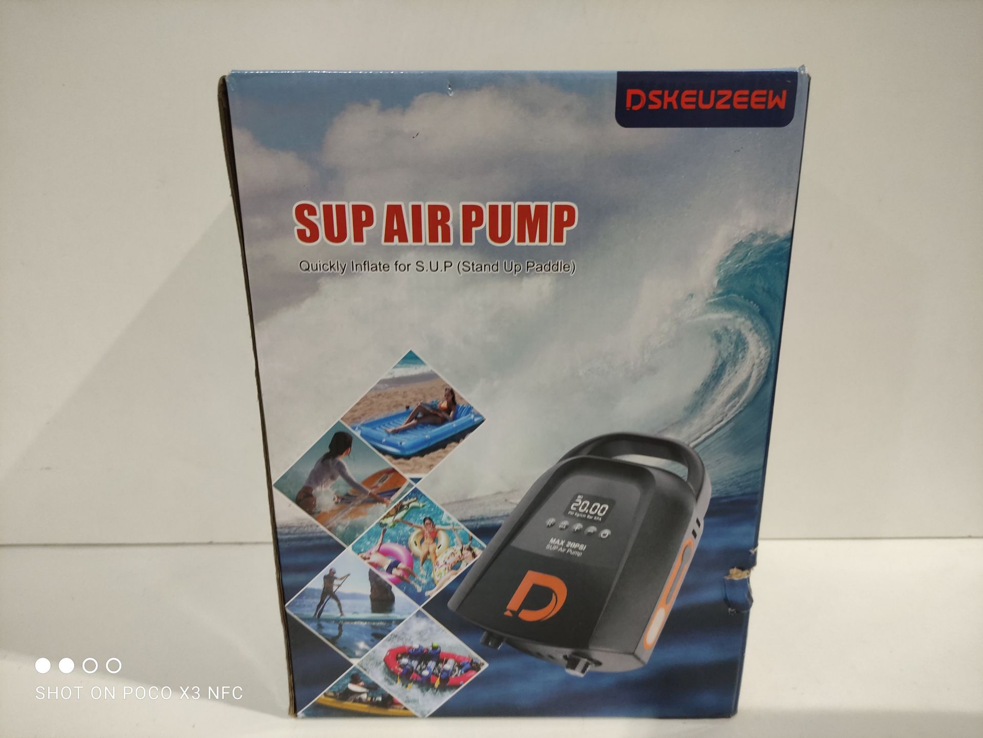 RRP £28.69 Dskeuzeew 20PSI Electric SUP Air Pump with 9000mAh Rechargeable Battery - Image 2 of 2