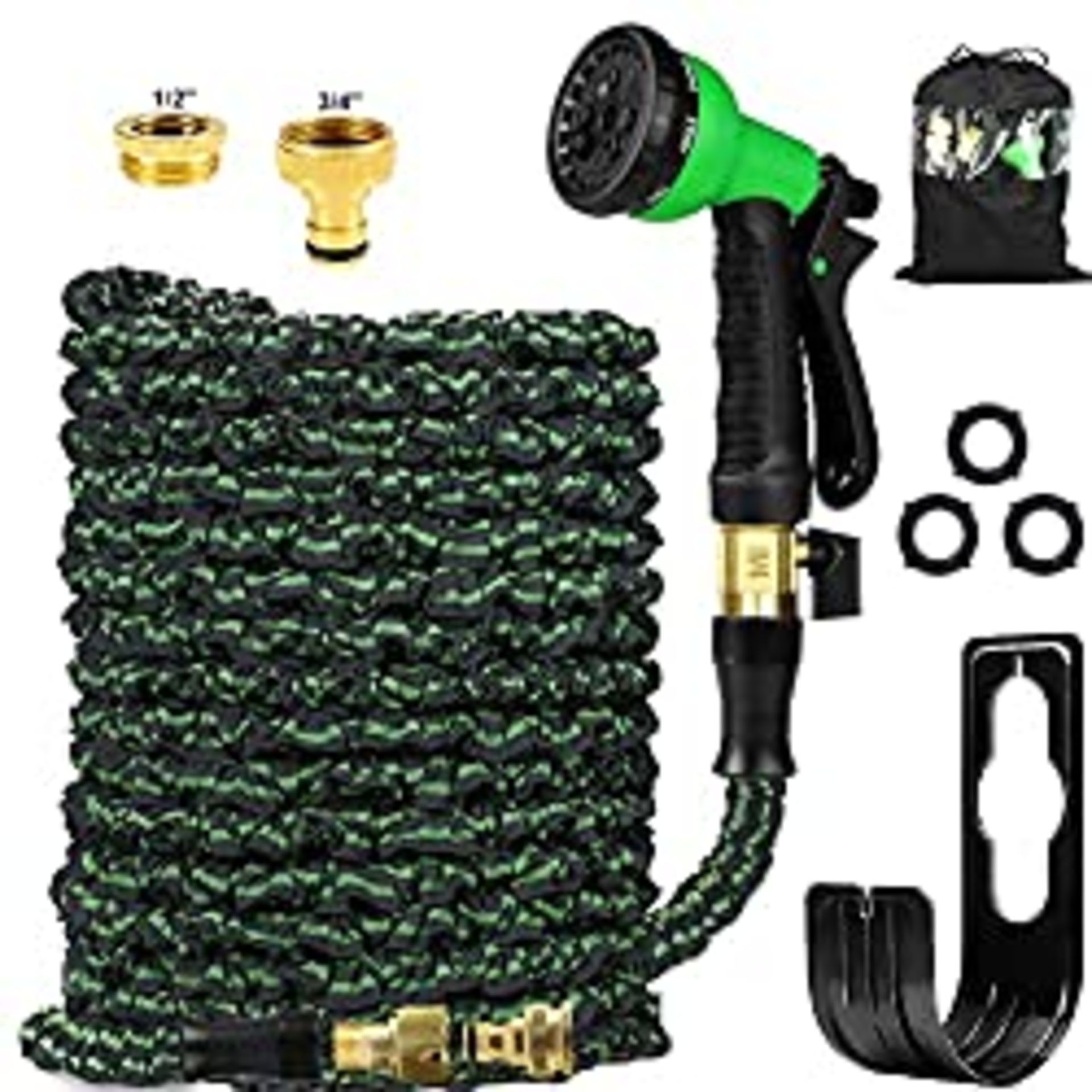 RRP £20.98 Expandable Garden Hose 100FT Expanding Hose Pipe with 8 Function Hose Spray Gun