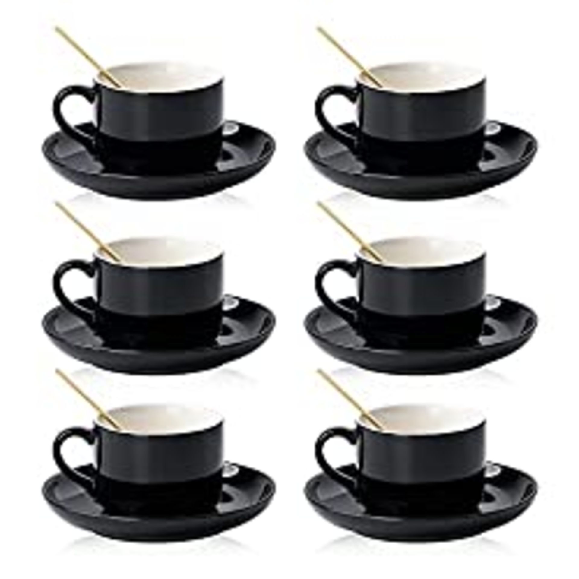 RRP £33.98 Black Tea Cup and Saucer of 6