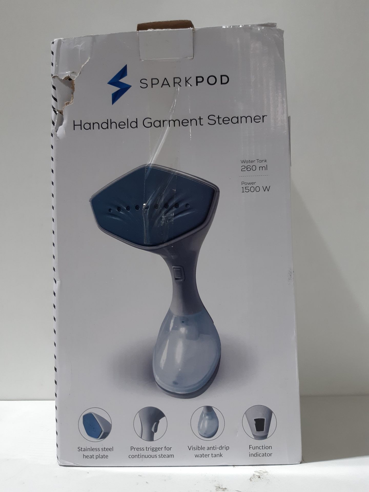 RRP £6.24 SparkPod 1500W Clothes Steamer Handheld Portable - Image 2 of 2