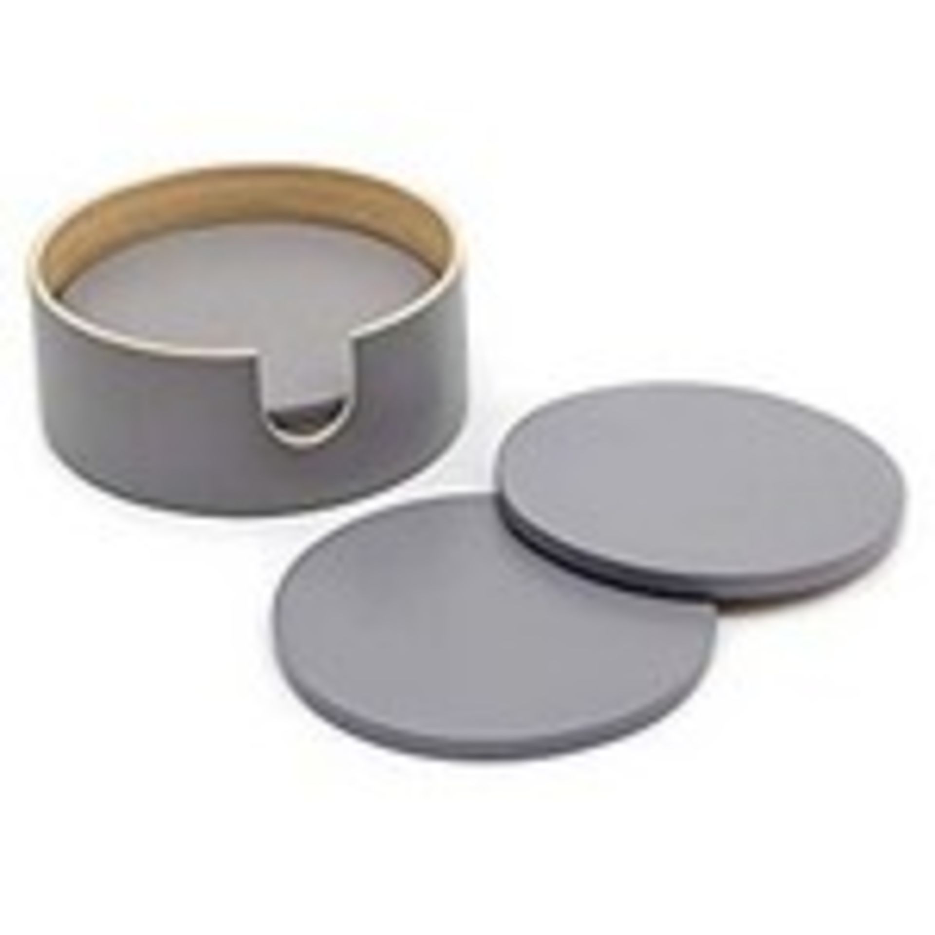 RRP £15.98 Dehaus Set of 6 Stylish Grey Spun Bamboo Coasters with Holder