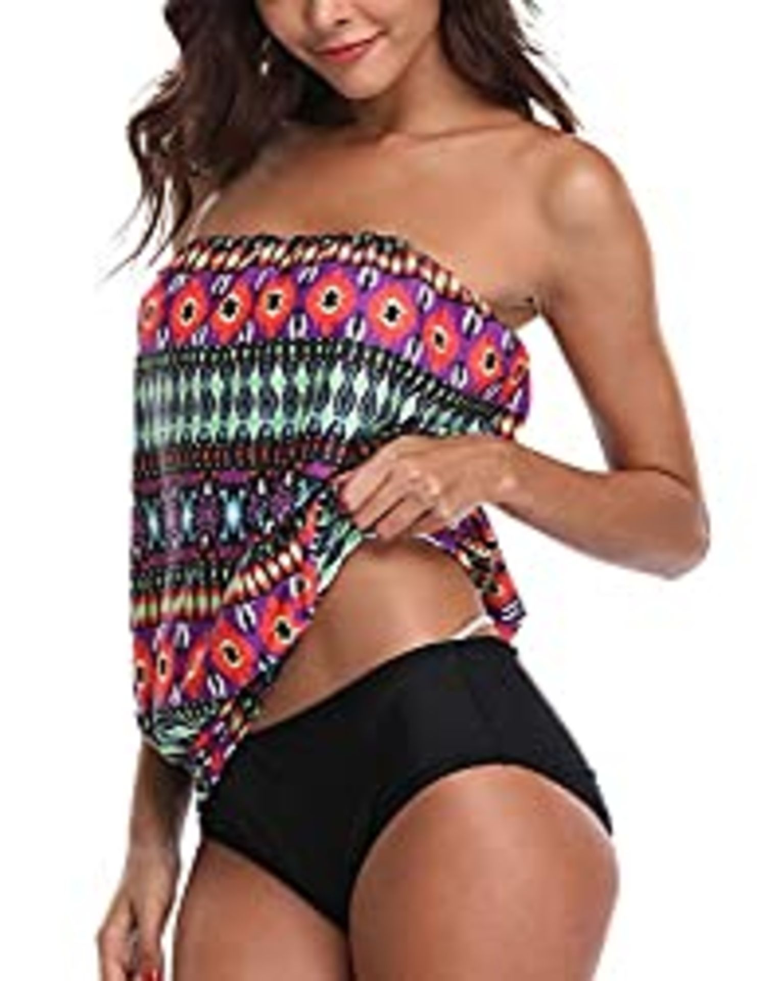 RRP £20.99 Blivener Women Blouson Tankini Sets Strap Detachable