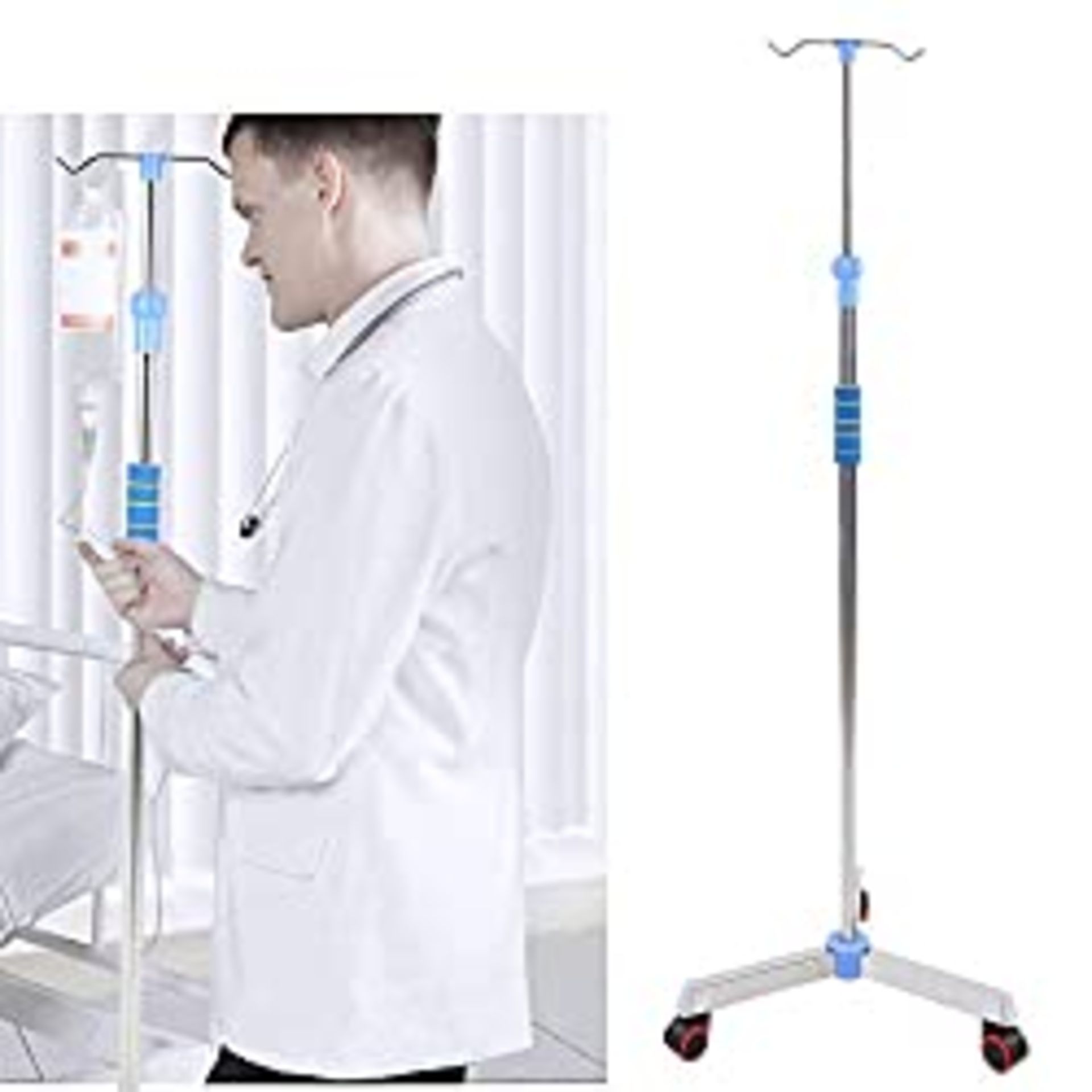 RRP £110.35 ZJchao Household IV Pole with 2 Hooks for Home Clinic