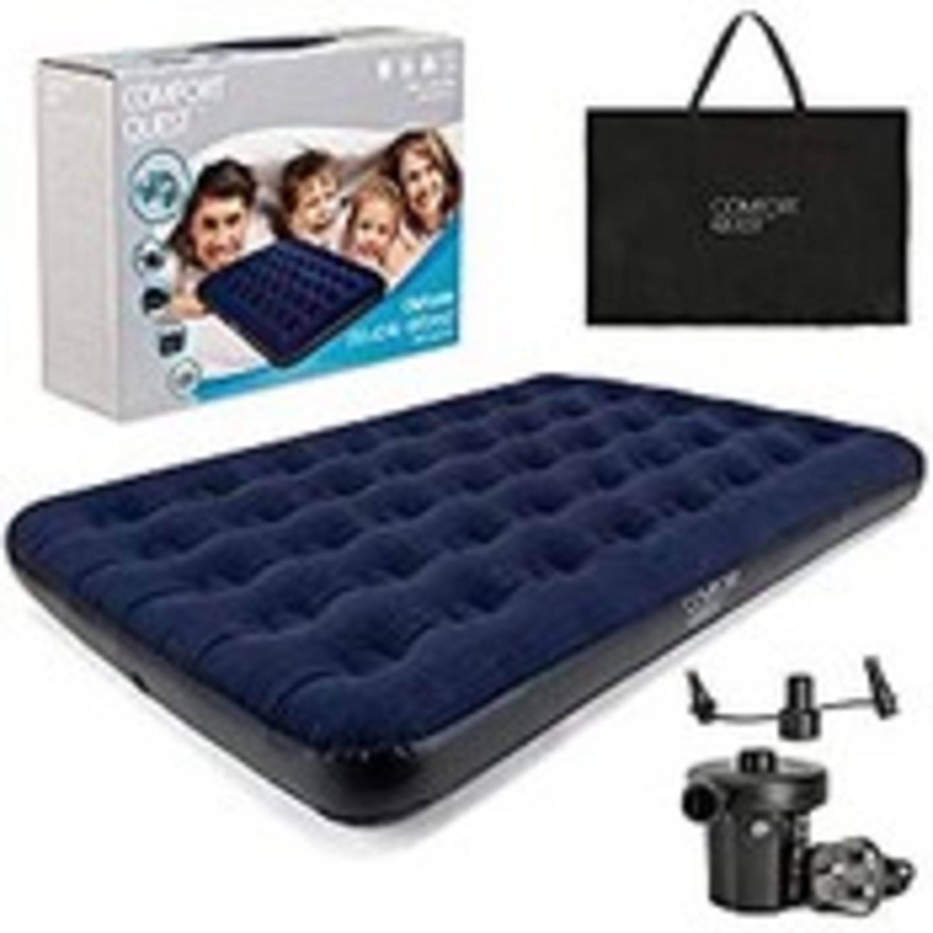 RRP £39.98 Double Airbed Inflatable Camping Blow Up Mattress Air Bed And Electric Pump