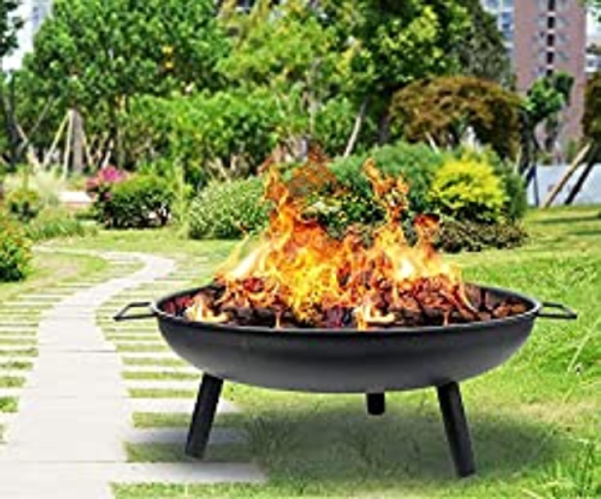 RRP £38.99 Love Burn 23 Inch Iron Fire Pit Bowl, Outdoor Garden Fire Pit