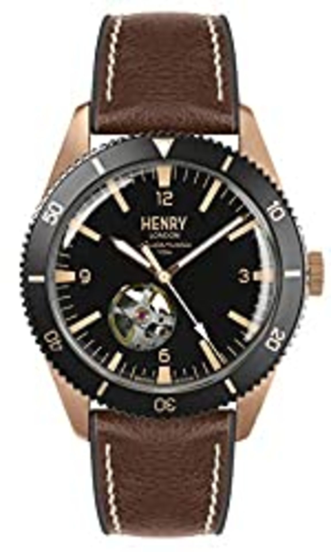 RRP £89.99 Henry London Mens Skeleton Automatic Watch with Silicone Strap HL42-AS-0330