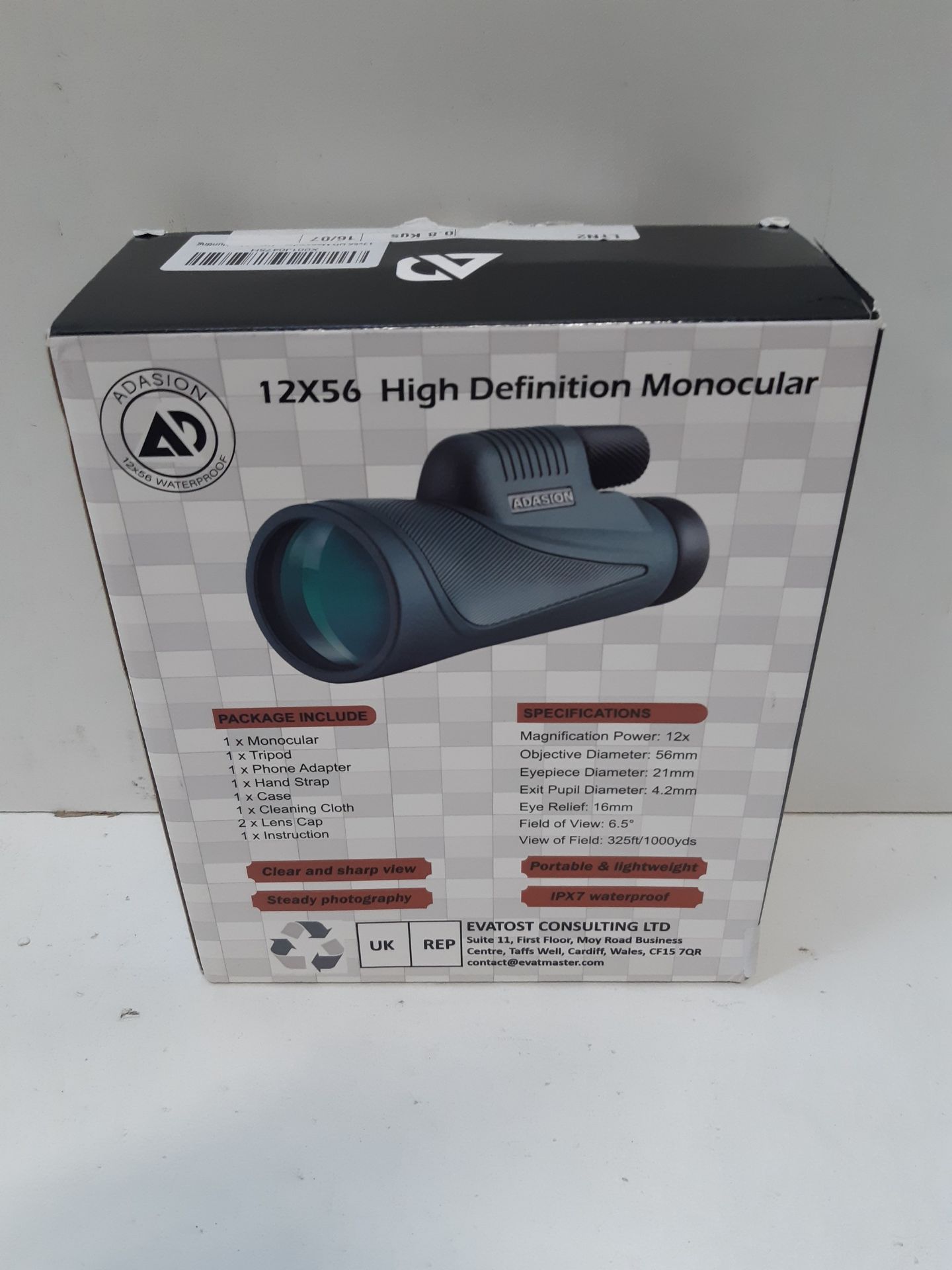 RRP £84.98 12x56 HD Monocular Telescope with Smartphone Adapter - Image 2 of 2