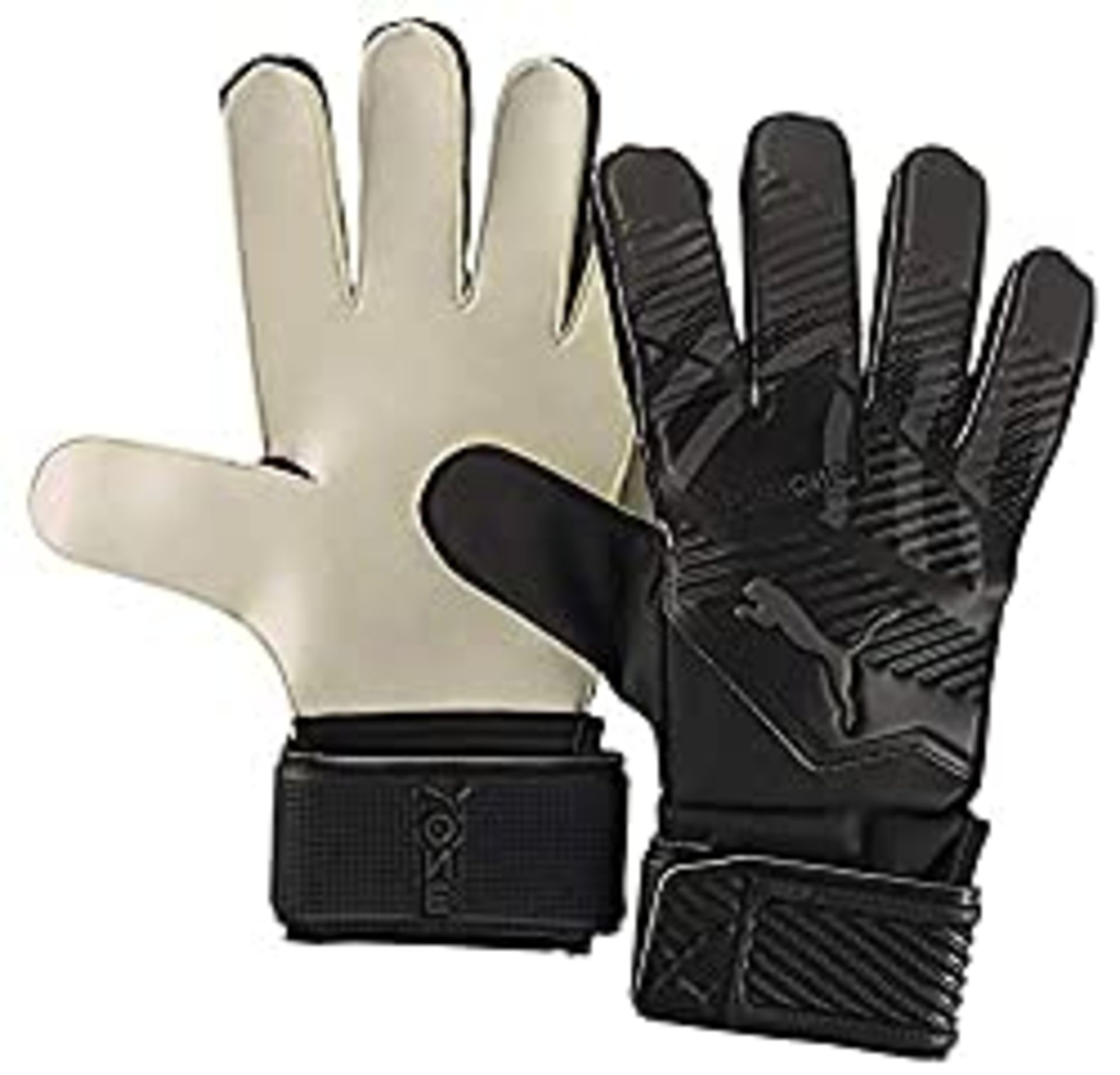 RRP £14.12 Puma Unisex's One Grip 4 RC Goalkeeper Gloves, Black-Asphalt White, 10